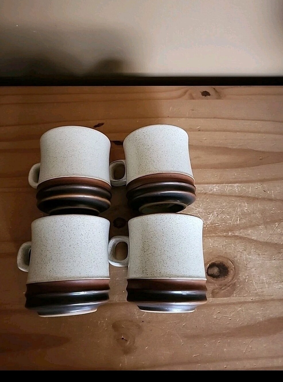 4 Denby Potters Wheel Oatmeal Rust Coffee Mugs 3.75 In. - Picture 2 of 7